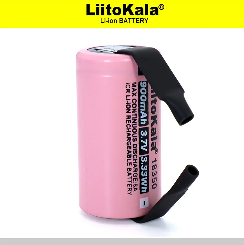 1-10 buah Liitokala ICR 18350 900mAh 8A baterai lithium isi ulang 3.7V lampu silinder rokok elektronik + lembar nikel DIY