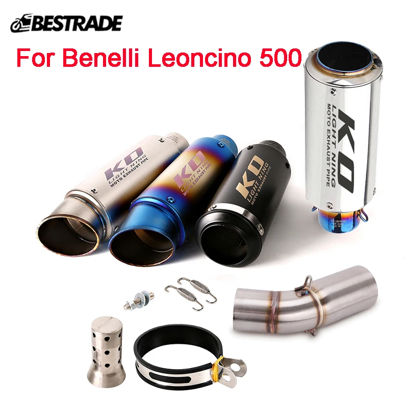 

For Benelli Leoncino 500 All Year Motorcycle Exhaust System Middle Link Pipe Slip On 51mm Muffler Tube Escape Stainless Steel