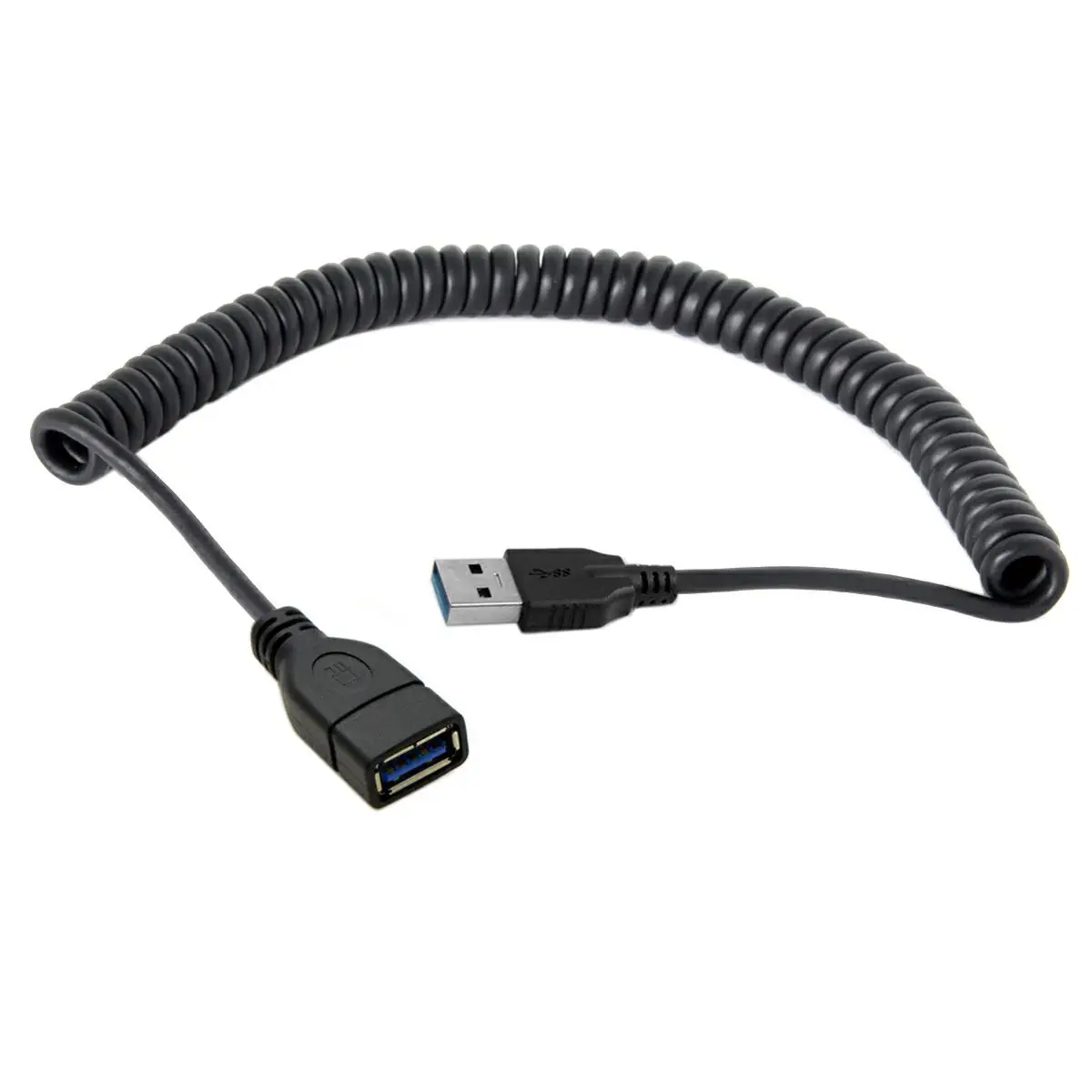 Spiral Coil USB Cable USB 3.0 Male to Female Extension Cord Spring Cable 1.5 m/3.3 Feet