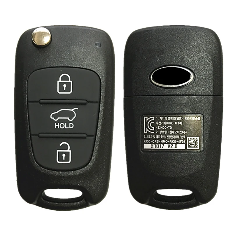 CN 051053 Oryginalny 3-przyciskowy oryginalny klucz składany do Hyundai i30 do KIA Rio Kluczyk Pilot 2012 433 mhz FCCID RKE-4F04 bez chipa