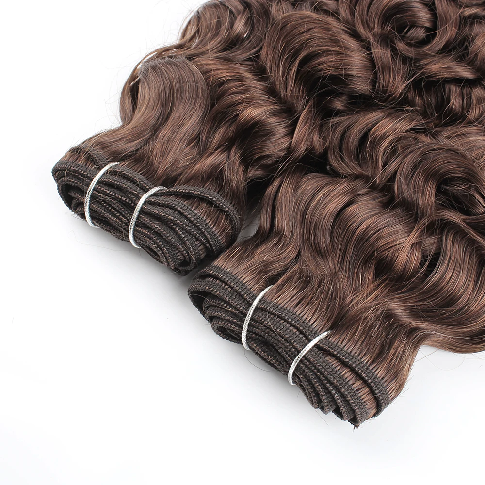 Kisshair color #4 water wave hair bundles 3/4 pcs dark brown Indian human hair extension 10 to 24 inch remy curly hair