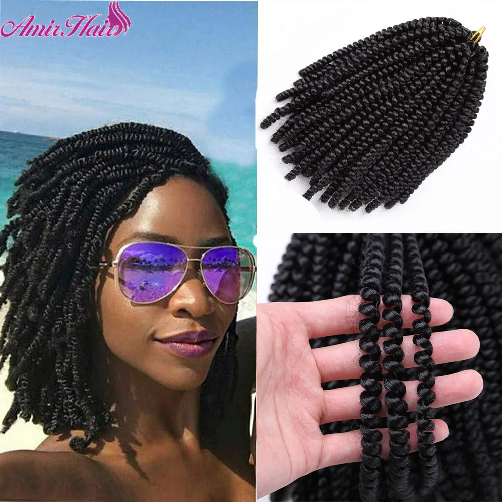 Amir Ombre Bounce Fluffy Synthetic Braiding Black Blond Spring Twist Crochet Braids Hair Extentions Mega Hair 30Roots /Pcs