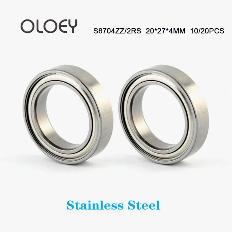 

S6704 ZZ 2RS 20x27x4mm 10/20PCS Ultra-thin Deep Groove Ball Bearings S6704 ZZ RS Stainless Steel Bearing