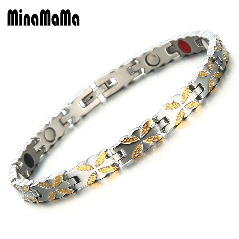 Stainless Steel Health Care Germanium Magnetic Bracelet for Women Arthritis and Carpal Tunnel  Power Therapy Bracelet