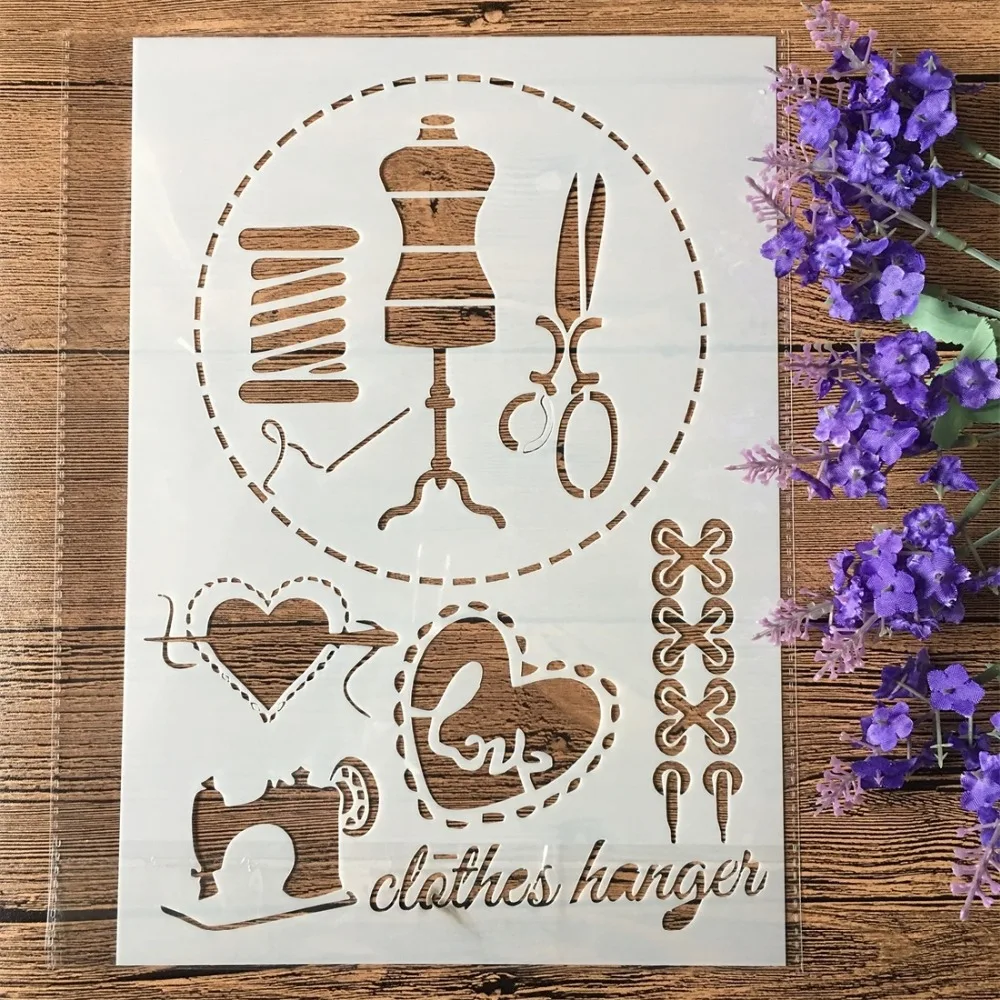 2Pcs/Lot A4 Sewing Machine Scissors DIY Craft Layering Stencils Painting Scrapbooking Stamping Embossing Album Paper Template