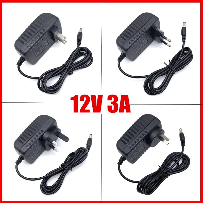 LED Driver For Led Strips Lights Power Supply DC12V 3A Plug Led Power Adapter 3A Power Plug AU EU UK US