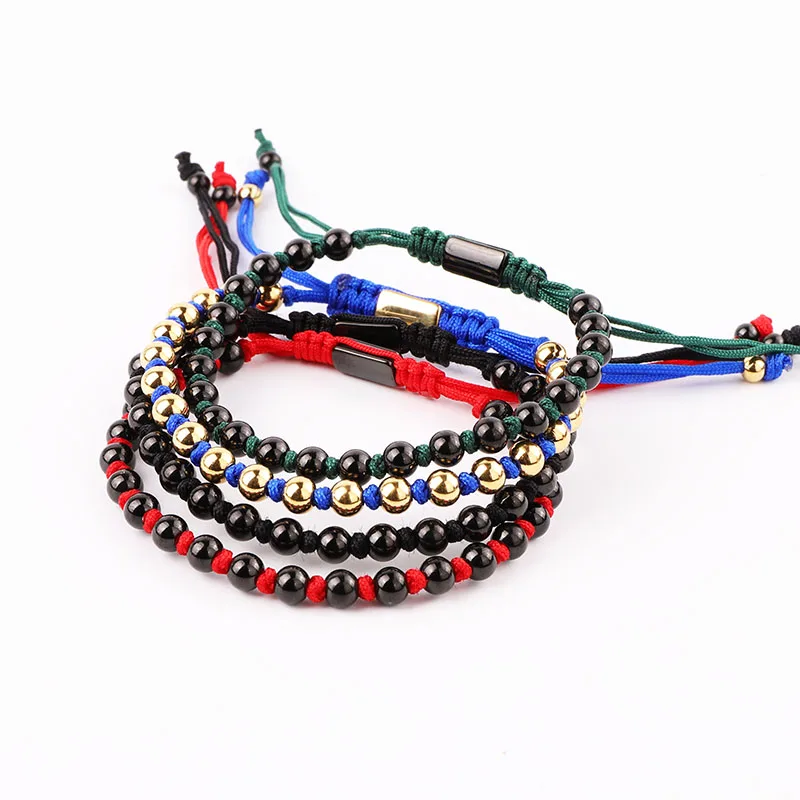 

New Design High Quality 5mm Stainless Steel Beads Handmade Custom Macrame Adjustable Bracelet Jewelry For Men