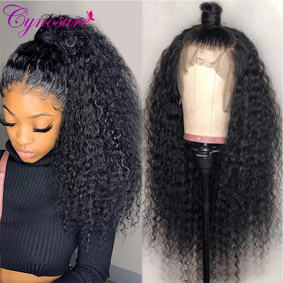 Cynosure 13x4 Curly Lace Front Human Hair Wigs For Black Women Pre Plucked Malaysian Kinky Curly 4x4 Lace Closure Wig Remy Hair