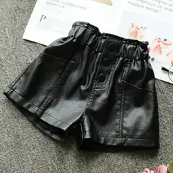 autumn  winter faux leather baby girls pu shorts infant kids clothes for kids elastic waist shorts