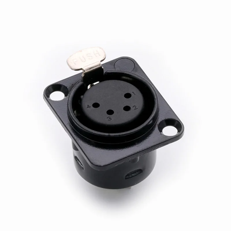 1PC XLR Chassis Connector, 4pins XLR Female Socket for Microphone/MIC, Panel Mount, Zinc Alloy Shell + Pure Copper Contacts