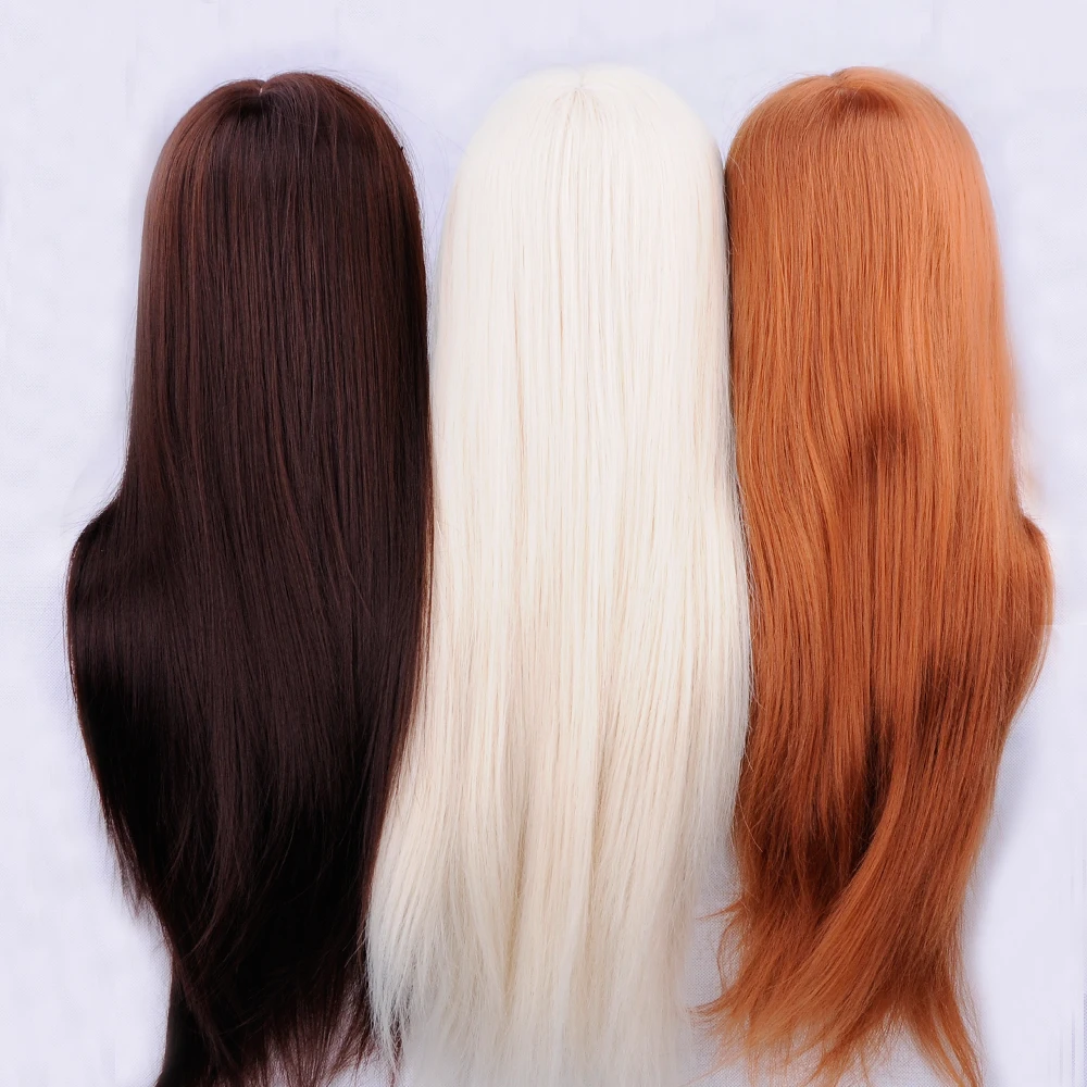 65cm Hair Styling Mannequin Head Maroon Hair Long Hair Hairstyle Hairdressing Training Doll Female Mannequins With Wig