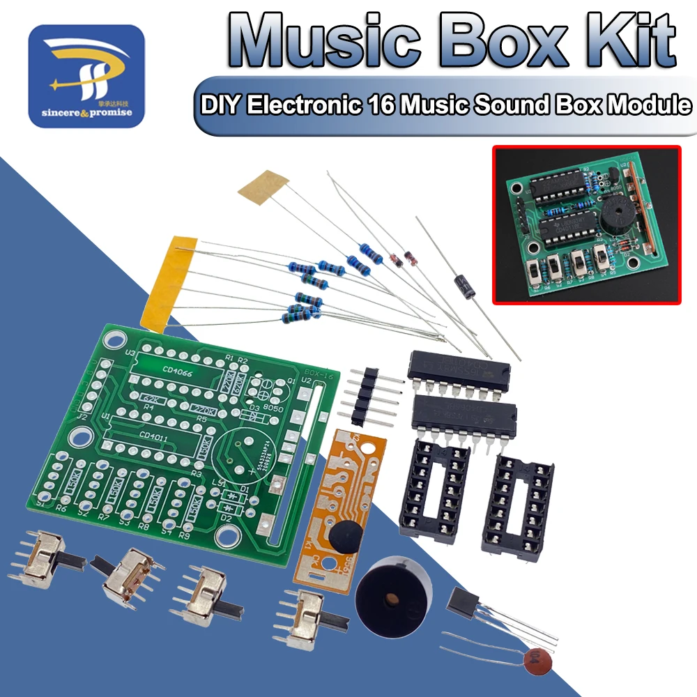 Caja de Sonido de 16 tonos, de 16 tonos módulo electrónico, piezas de Kit, componentes, Kits de aprendizaje de práctica de soldadura para Arduino