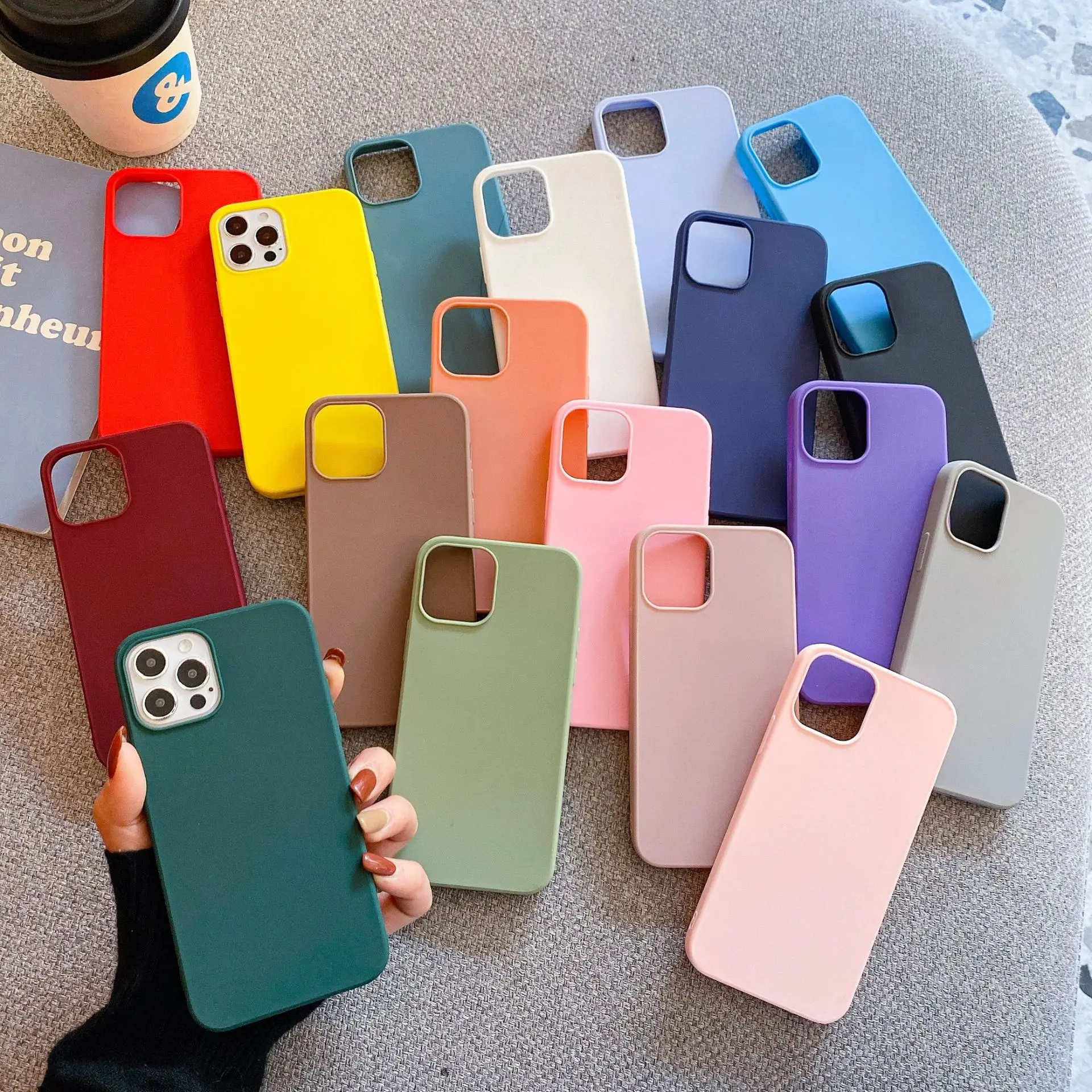 Candy Farbe Silikon Telefon Fall Für iphone 13 14 Pro Max Funda Für iphone 11 12 Pro max 13 mini 14 Plus Matte Zurück Abdeckung Coque – Detail 1