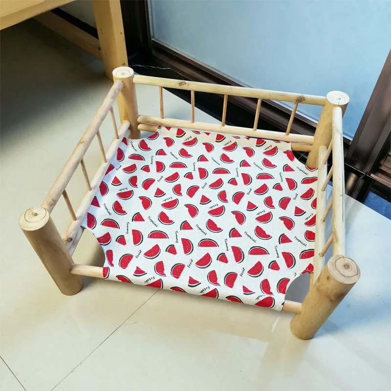 Pet Cat Solid Wood Bed Camp-bed Pet Rabbit Camp-bed Cat Dog Wooden Pet Kennel Removal Of Four Seasons Cat Sofa Bed