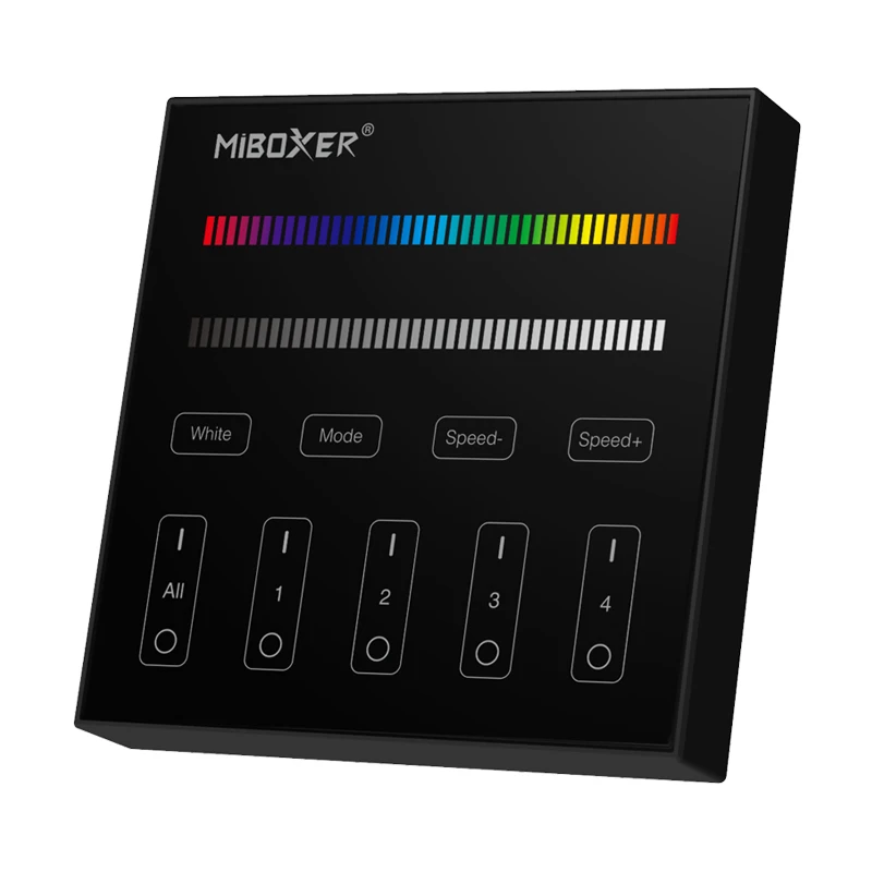 New MiBOXER Black 2.4G Wireless RF Series Remote Control 1/4/8 Zone Button Touch Switch Panel RGBW RGB CCT Brightness Dimmer