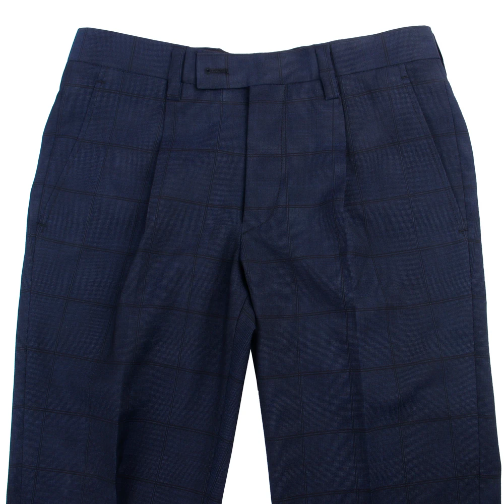 Pantalon à carreaux bleu nuit pour homme, tenue élégante et décontractée, sur mesure, pour le travail