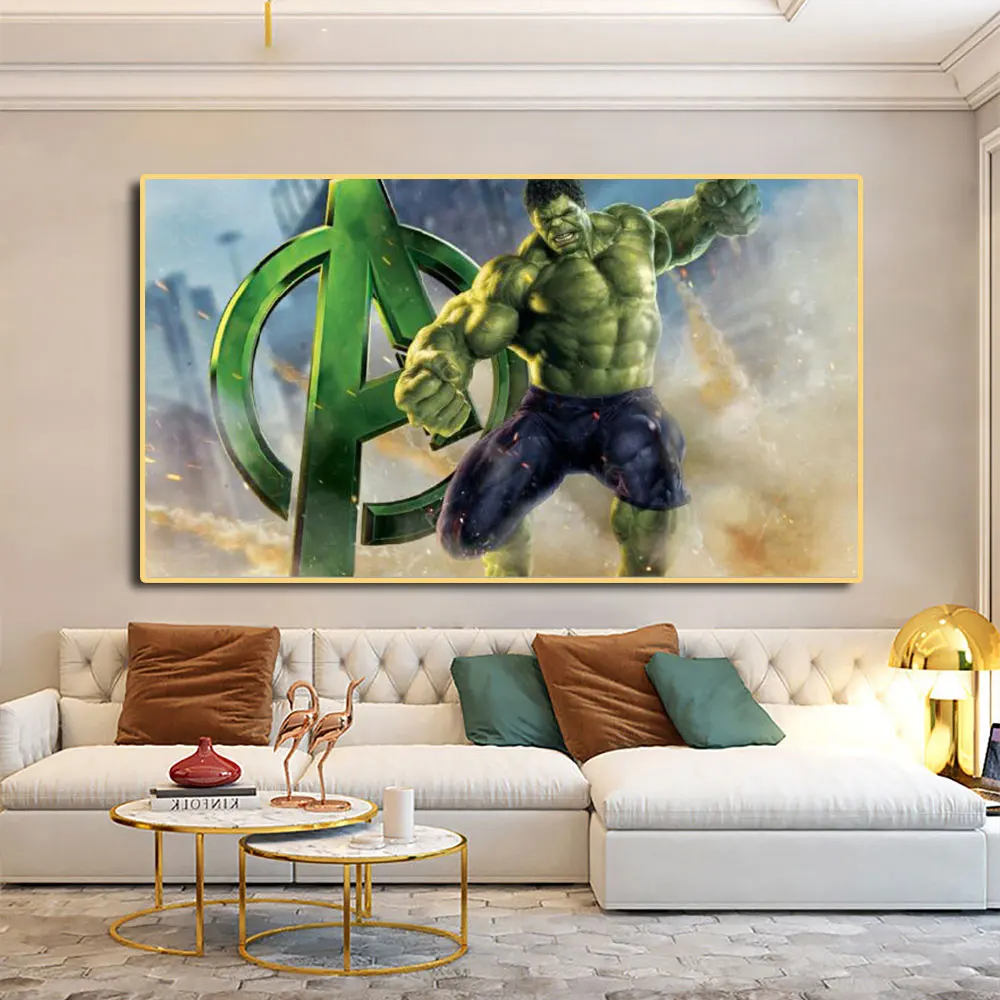 Marvel Avengers Hulk Fight Posters And Prints Cartoon Street Art Canvas Painting Picture for Living Room Home Decor Wall Cuadros