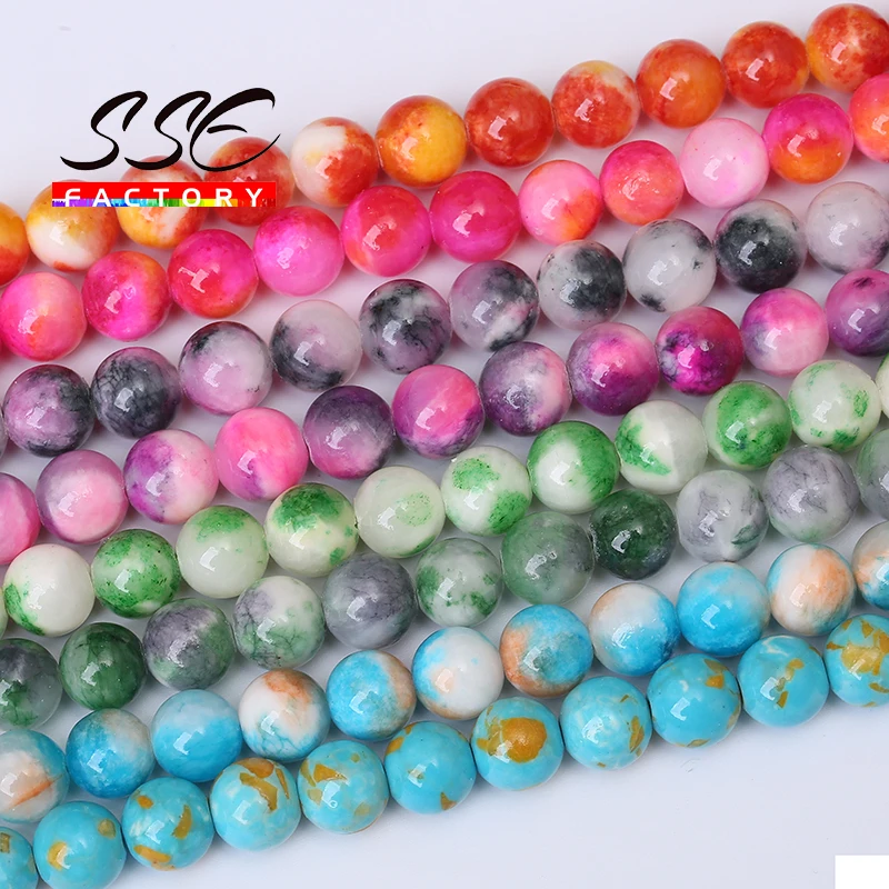 Colorful Persian Jades Natural Gem Stone Beads Round Loose Spacer Beads 15