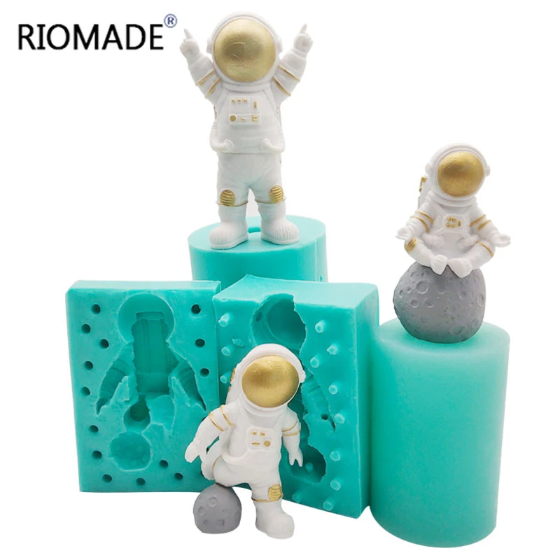 3D Astronaut Silicone Mold DIY Landing On The Moon Styles Fondant Cake Decorating Tools Chocolate Mousse Resin Handmade Mould