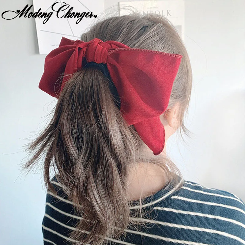 New Big Bowknot Hair Scrunchies For Women Girls Sweet Elastic Hair Bands Elegant Hair Tie Rope Rubber Bands Gum Hair Accessories