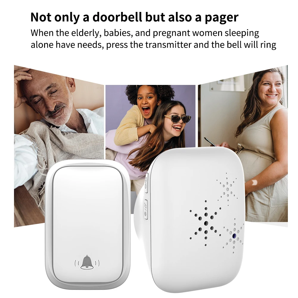 WGHINE Outdoor Wireless Doorbell Battery free Waterproof Doorbell Smart Home Welcome Safety Alarm