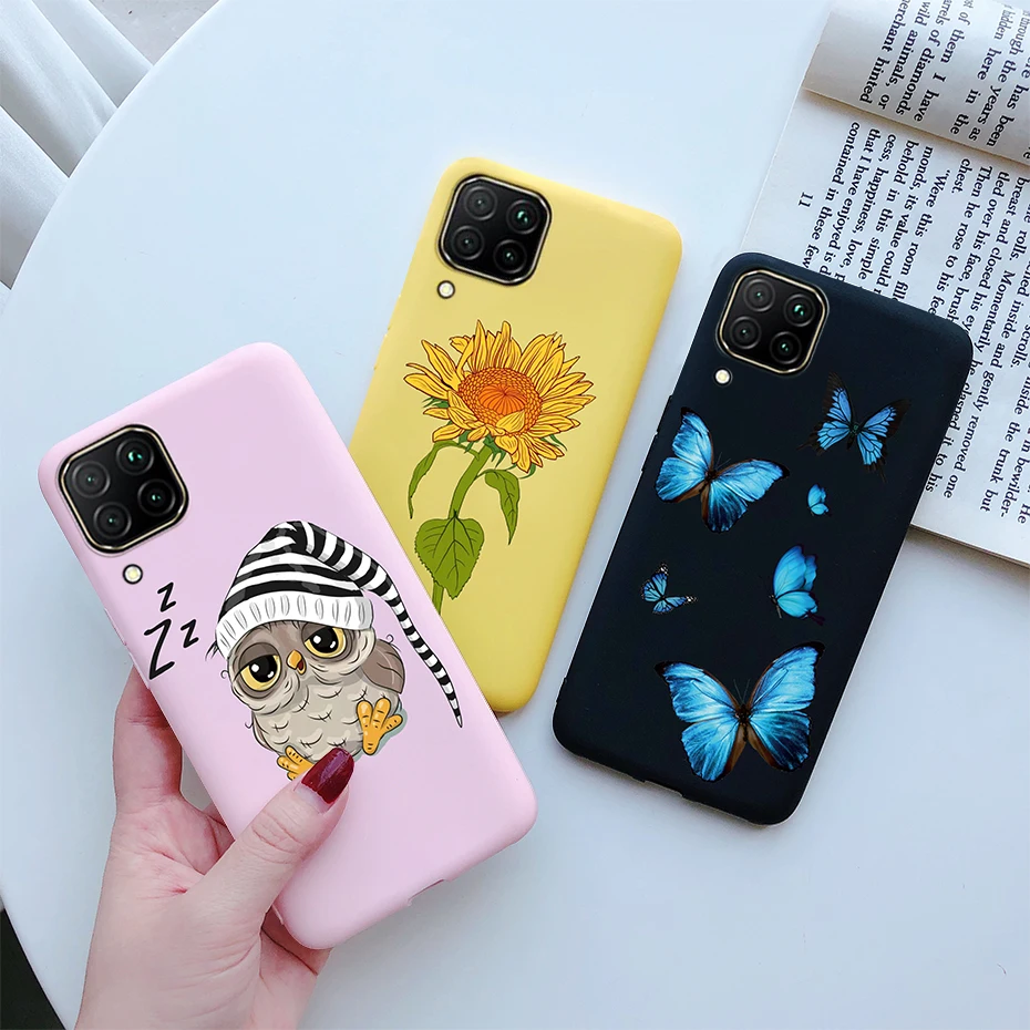 Case For Huawei P40 lite 4G Fashion Matte Cute Girl Flower Silicone Phone Cases For Hauwei P40 lite P40lite P 40 lite Funda Capa