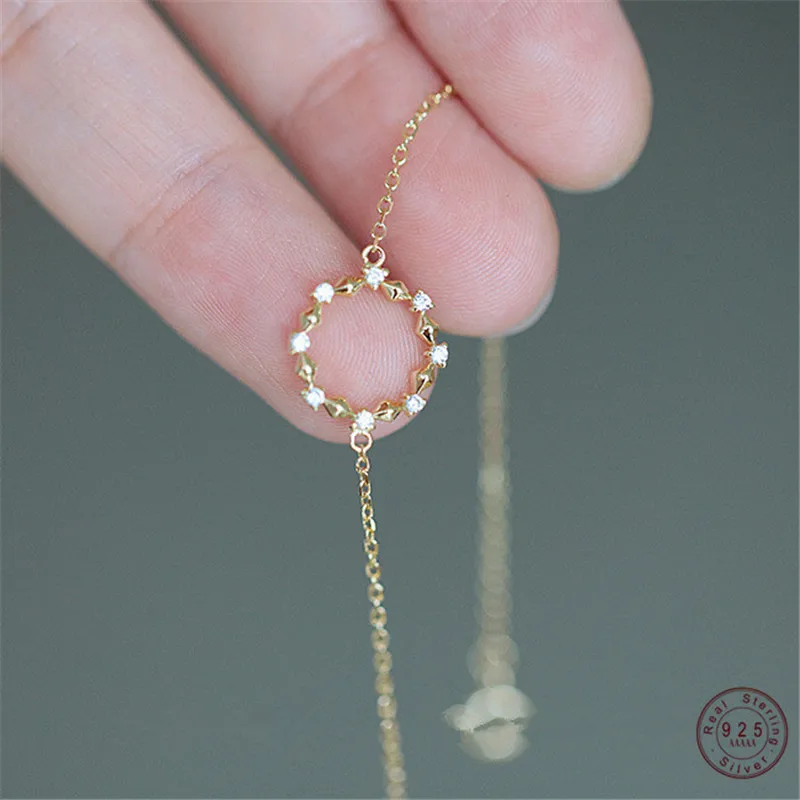 925 Sterling Silver Simple Sun Planet Earrings For Women Exquisite Tassel Chain Classic Fashion Wedding Party Jewelry Gift