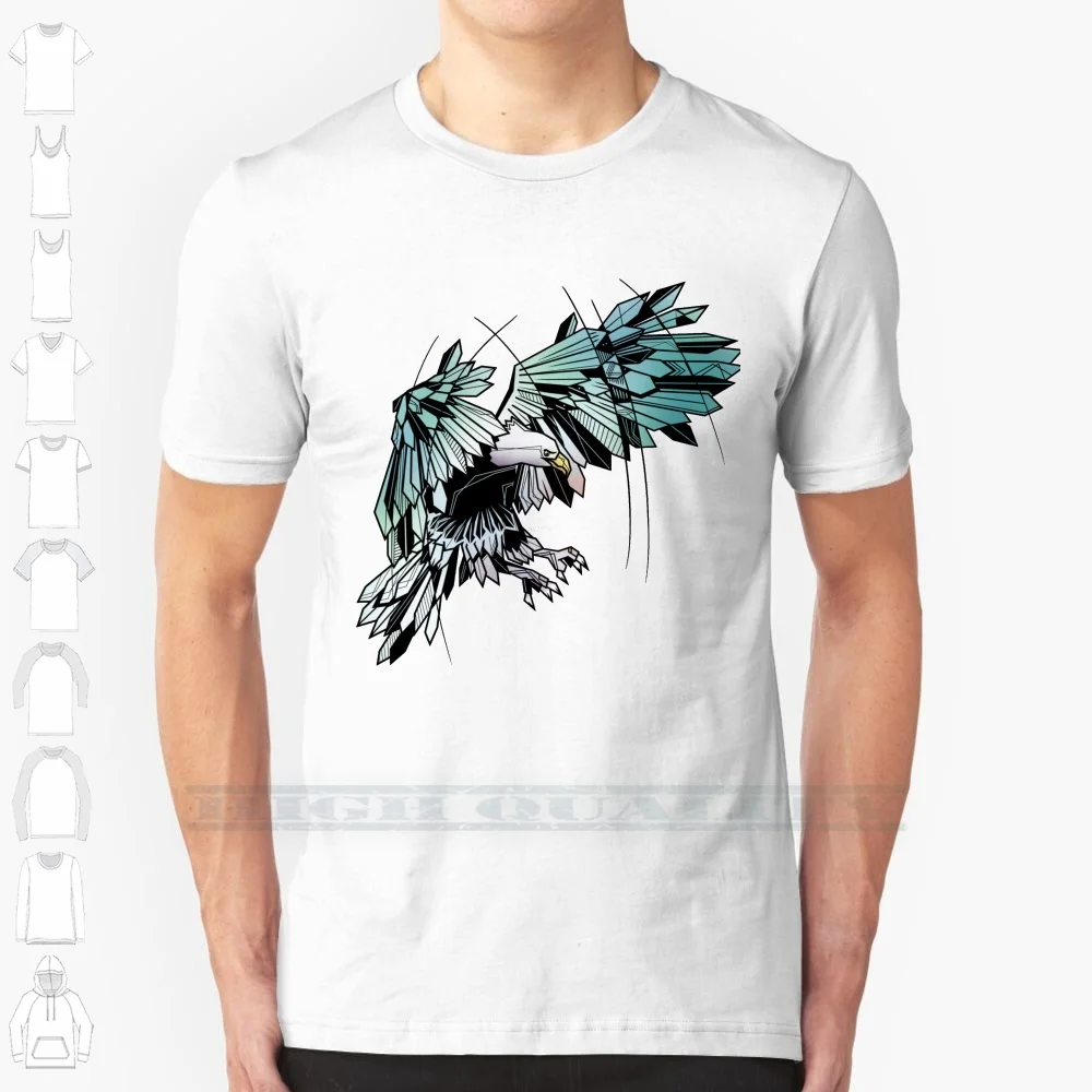 Geometric Eagle 100% Cotton T Shirt American Bird Americana Usa Eagle Flying Here Geometric Eagle Geometric Bird Flight Flying