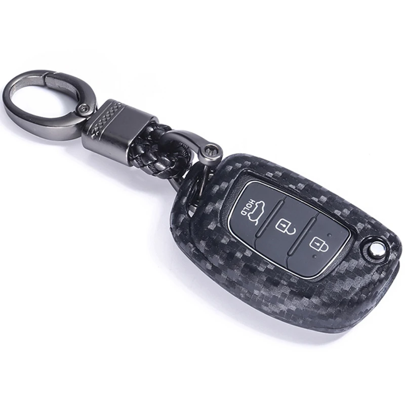 Carbon Fiber Silicone Car Key Case Cover for Hyundai Tucson Creta Ix25 Ix35 I20 I30 Elantra Verna Mistra 2015 2016 2017 2018