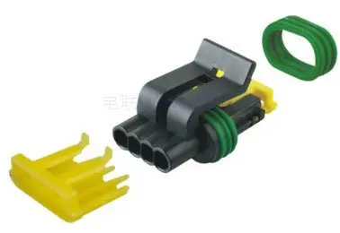 Tyco Amp 4 way female waterproof wire harness connector with terminals DJ7044-1.8-21