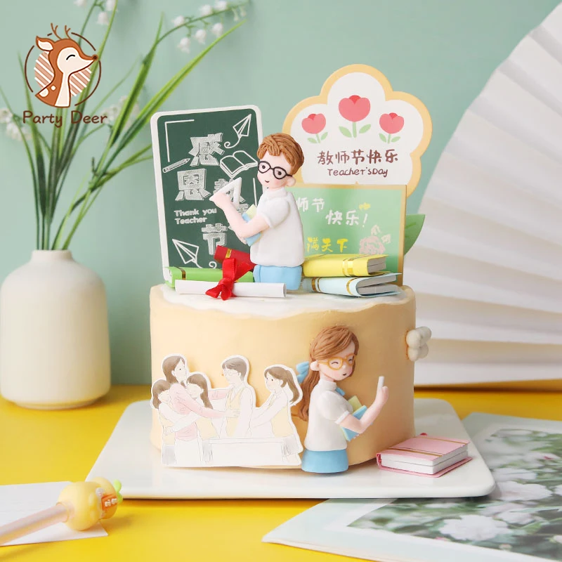 Cartoon Kawaii glücklichen Lehrer tag Kuchen Topper Lehrer Cupcake Backen Topper Geburtstags feier liefert Dekoration Liebes geschenke