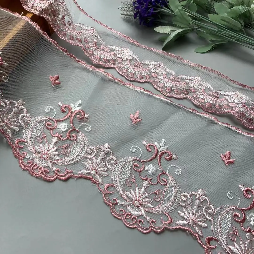 2 yards Pink 180 mm 65 mm Flower Lace Ribbon Trim for Sofa Cover Curtain Trimmings Embroidery DIY Applique Chocolate