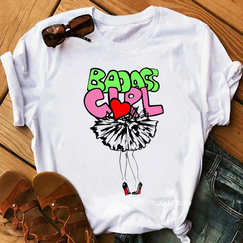 Badass Girl Graphic Print Women'S T-Shirt Leopard Love Tshirt Femme Harajuku Shirt White Casual T Shirt Female Tumblr Tops Tee