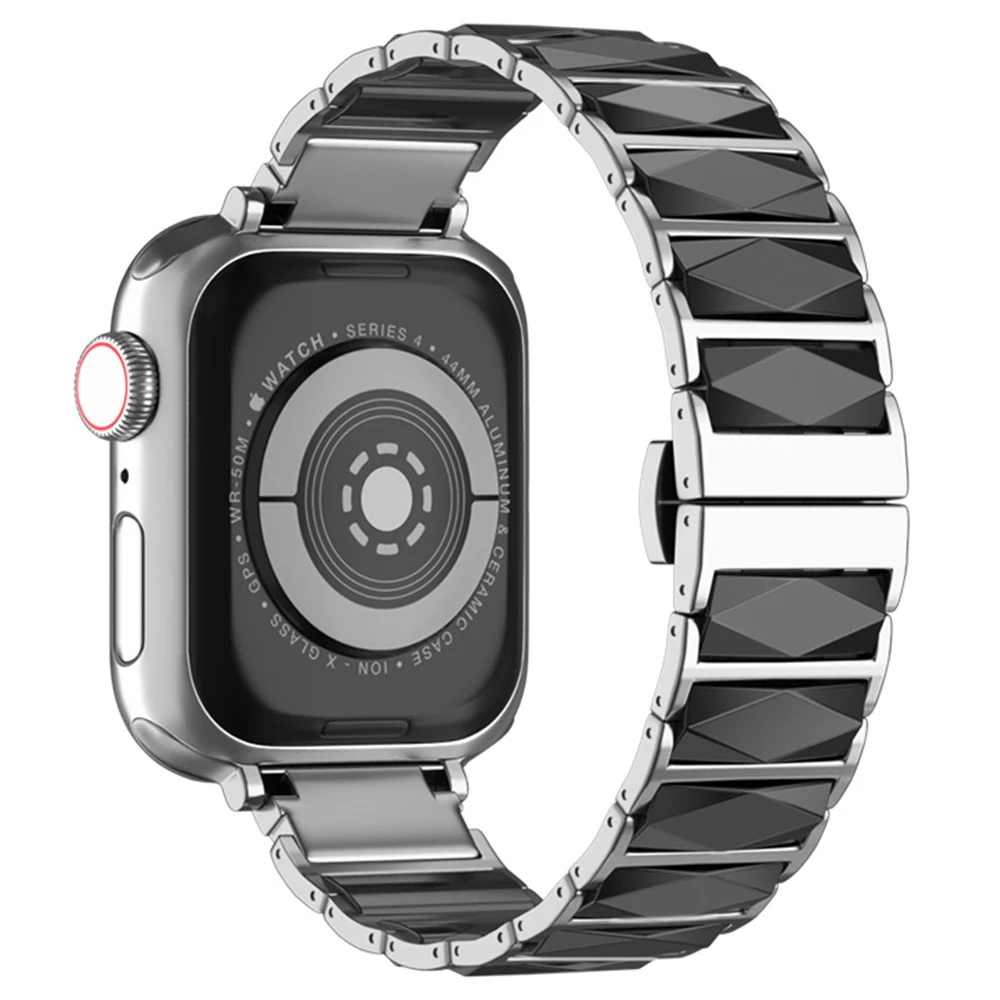 

Correa for apple watch 5 4 band 44mm 40mm pulseira luxury ceramic stainless steel watchbands for iwatch strap smart bracelet