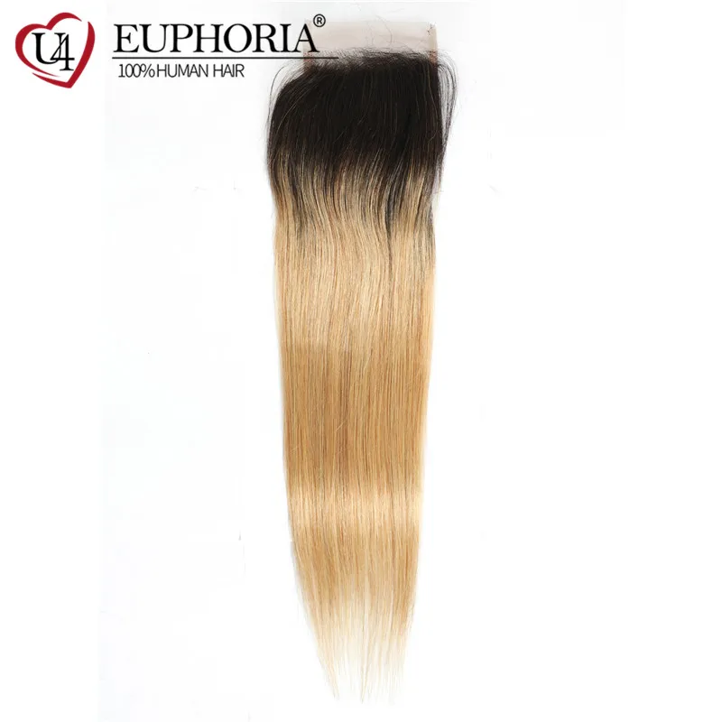 Brazilian Straight Human Hair 4x4 Lace Closure Colored 27 30 33 Free And Middle Part Lace Closure Swiss Lace Remy Hair Euphoria