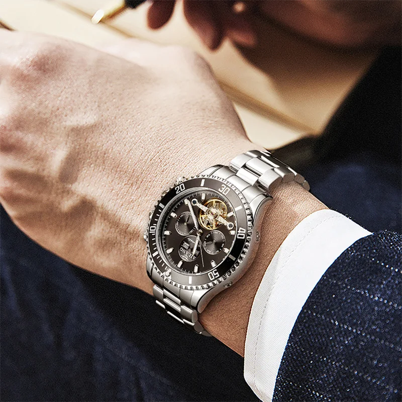 Ailang genuine multi-function men's watch hollow mechanical watch automatic luminous waterproof tide brand men's watch