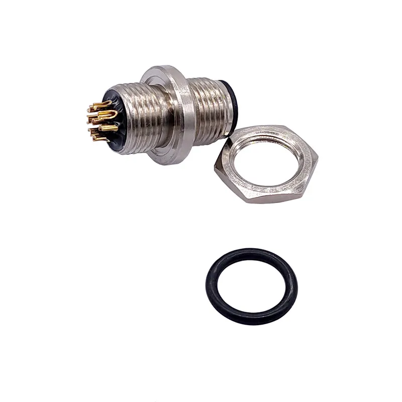 M12 Panel Back Mount Flange Socket Sensor Connector Waterproof Screw Threaded Coupling Male Female 3 4 5 8Pin M1216