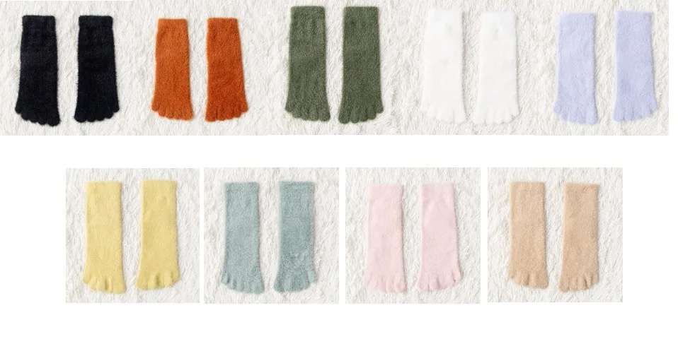 Frauen Mädchen dicke fünf Fingers ocken Winter warme bunte Korallen vlies flauschige Zehen socken weiche gemütliche Strumpfwaren weibliche Boden pantoffeln – Detail 3