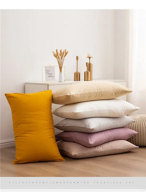 60S High Quality Egyptian Cotton Pillow Case Solid Color Home Hotel Bedding Pillow Cover Brief Style Pillowcase