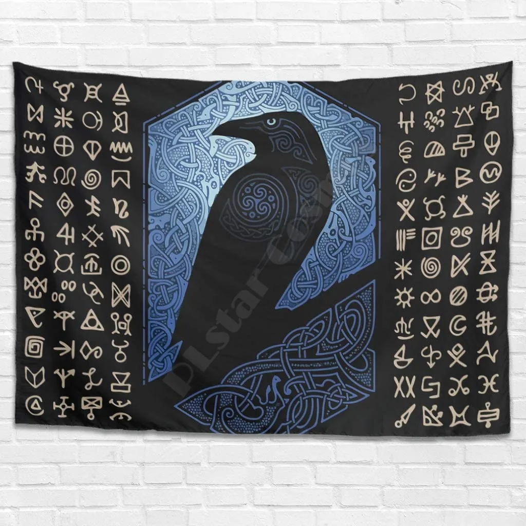 

PLstar Cosmos Tapestry Viking Tattoo 3D Printing Tapestrying Rectangular Home Decor Wall Hanging Home Decoration Style-04