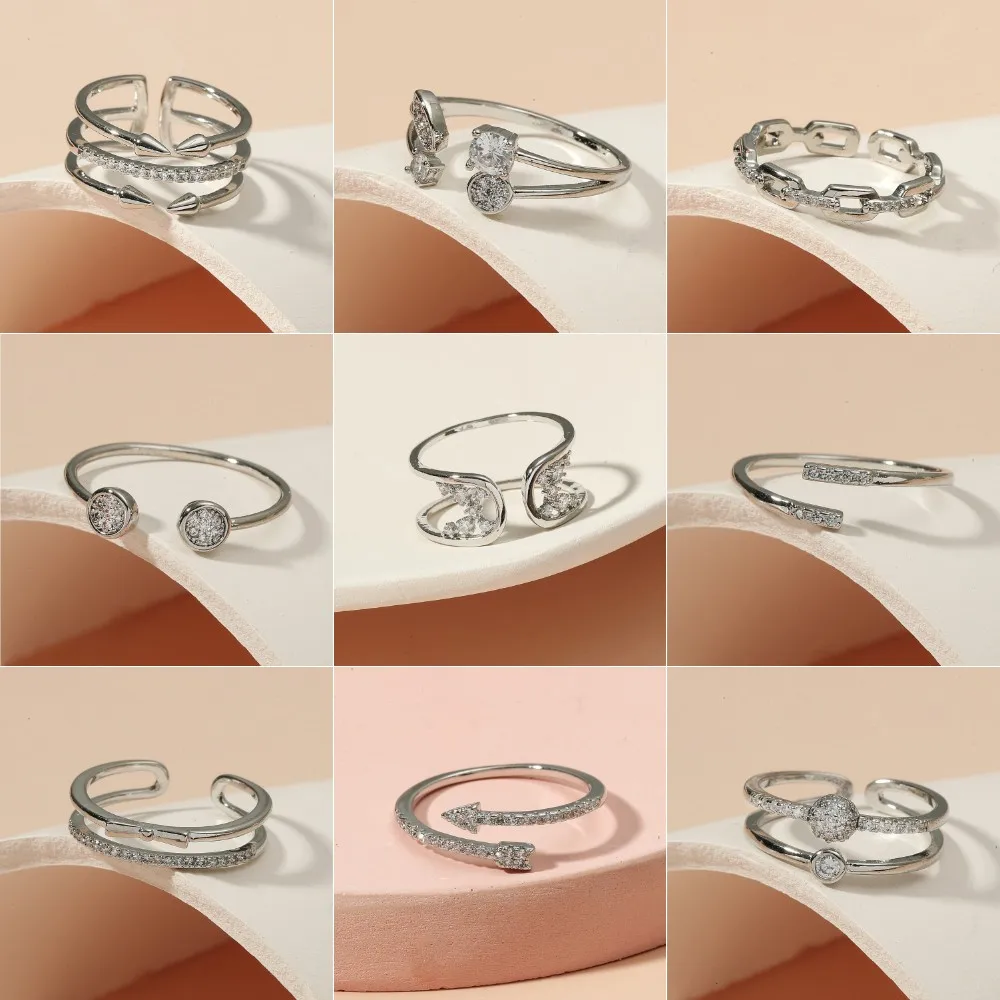 Open Adjustable Ring Specially Designed for Women Silver Plated Simple Ring Fashion Banquet Gift for Friend