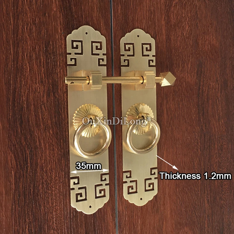 Retro Vintage 2Pairs European Antique Brass Furniture Handles Cupboard Wardrobe Drawer Cabinet Pulls Handles + Latch