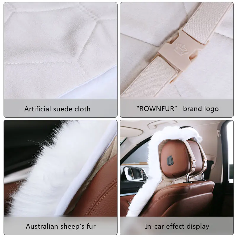 AUTOROWN Luxury Universal Car Seat Covers 100% Australian Sheepskin Autumn Winter Warm Fur Seat Cover Auto Interior Accessories