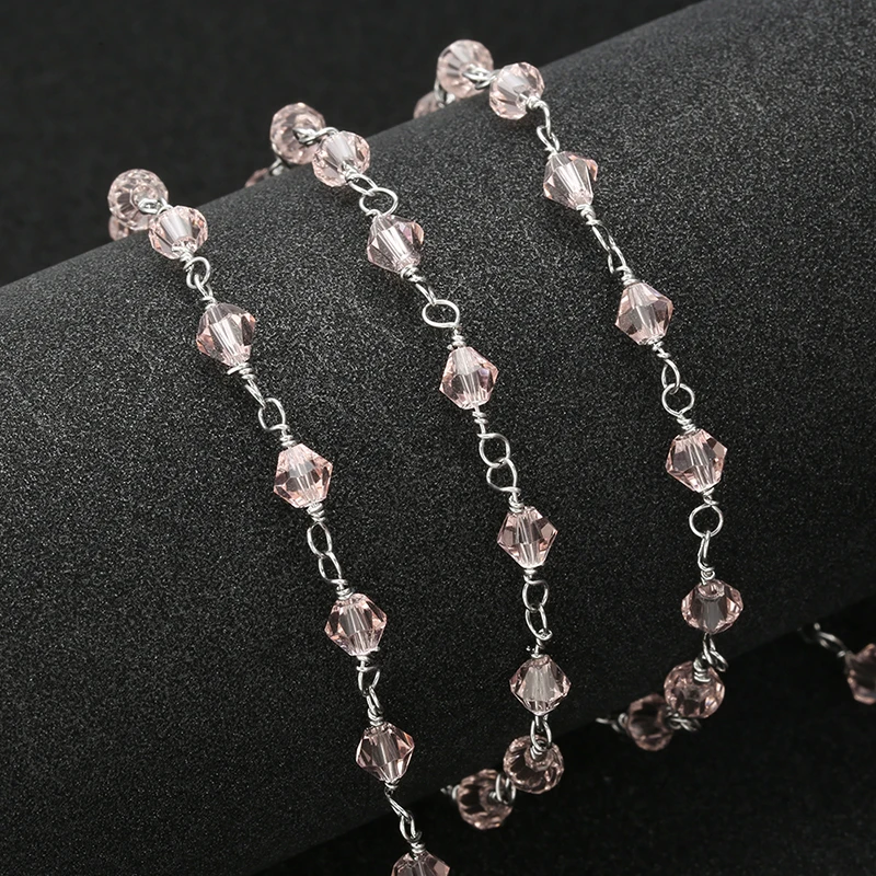 

Stainless steel glass Beads Chain Faceted Necklace Chains High Quality Diy Jewelry Findings Accessories