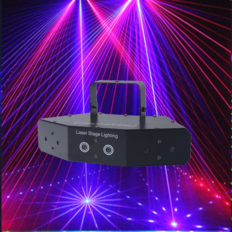 6 Eyes Laser Scaning Lights DMX512 RGB Full Color Laser Light Line Effect Stage Lighting 6 Lens Scanner Laser DJ Disco Equipment