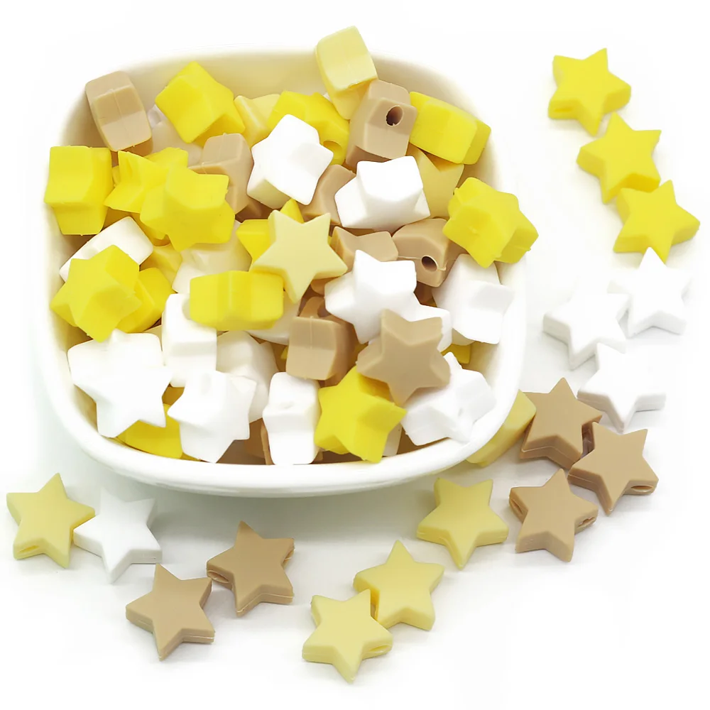 Nette-idee Food grade Silikon Little Star Form Perlen 20 stücke Baby zahnen Schnuller kette spielzeug Zubehör baby Pflege produkte