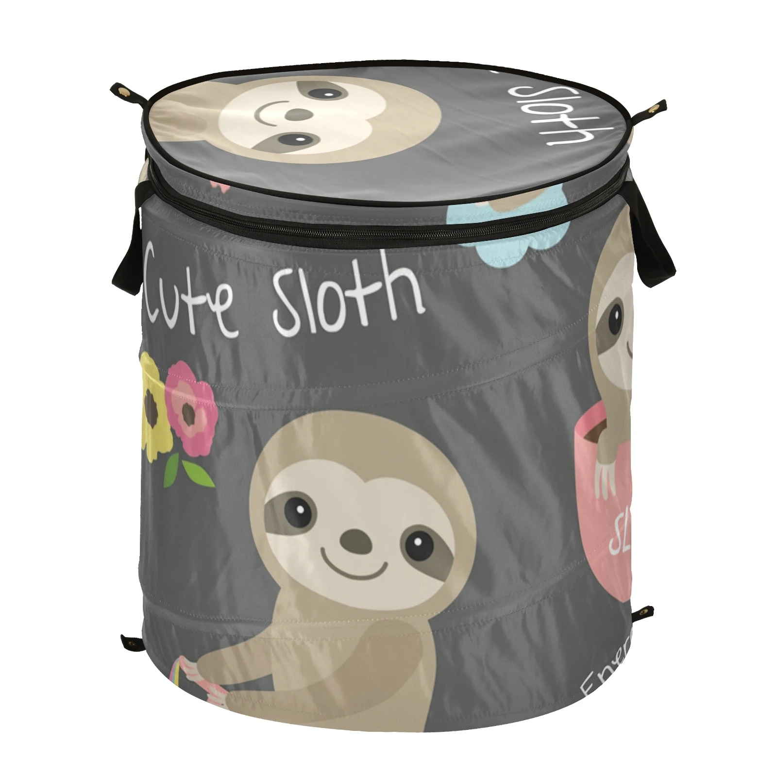 New Large Capacity Folding Laundry Basket Cute Sloths Printed Bucket Storage Basket Popup Laundry Hamper For Storing Toys Books