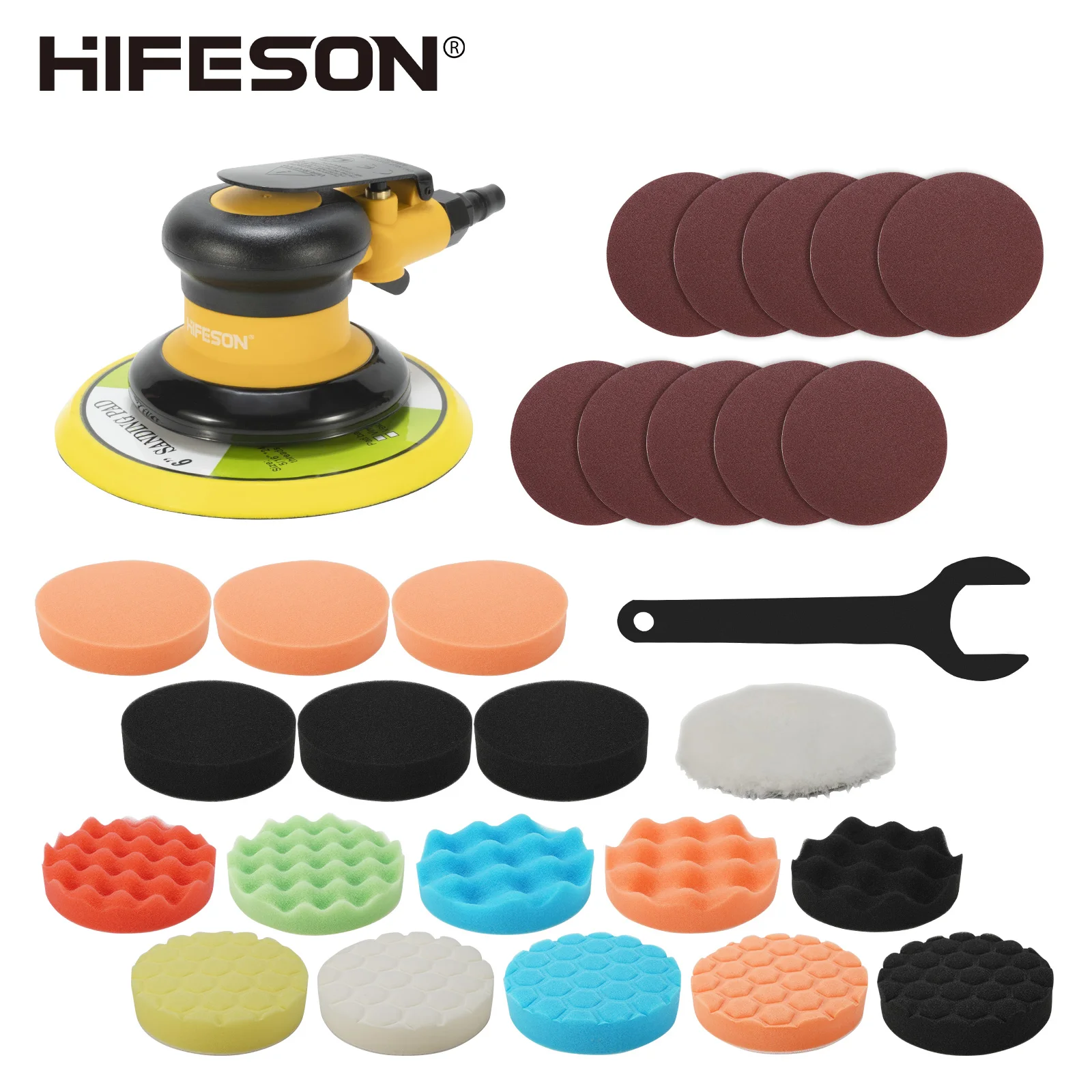 HIFESON Pneumatischer Exzenterschleifer, Luftschleifer, 125 mm/150 mm Vakuum-Exzenter-Polier-/Schleifmaschine, pneumatische Werkzeuge – Detail 13