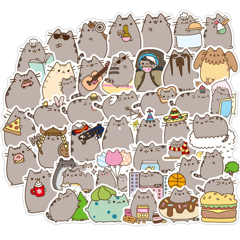 10/30/50/100PCS Kawaii Chunky Cat Stickers Guitar Skateboard Fridge Laptop Phone Decal Waterproof Graffiti Sticker Kids Toys