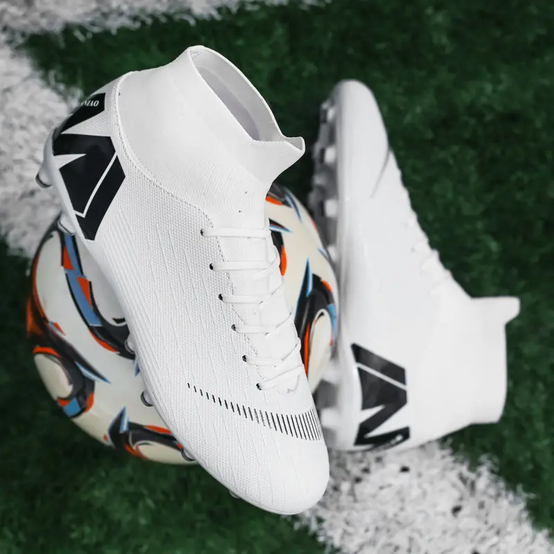 New Futstal FG/TF Orange Soccer Boots For Men High Top Men Soccer Cleats Football Trainers Men Sport Shoes zapatillas de futbol